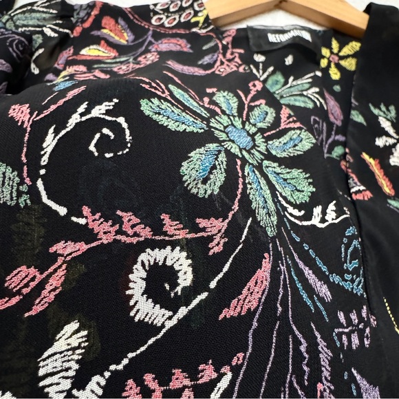 Reformation sz M Long Sleeves Maxi Dress In Black Floral V Neck Front Split - Picture 6 of 9